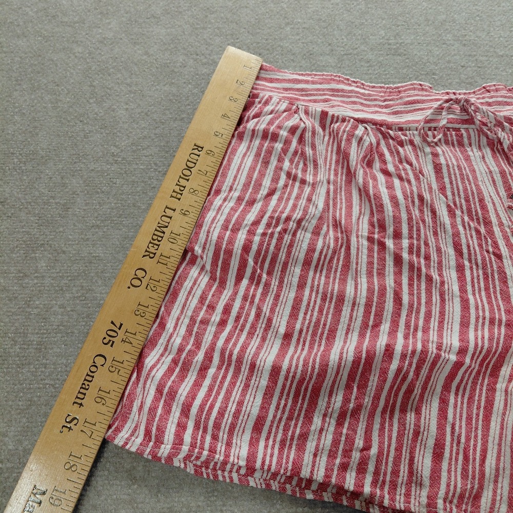 Terra & Sky Red Vertical Stripe Elastic Waist Womens 1X 16/18 Linen Shorts Beach - Picture 4 of 9